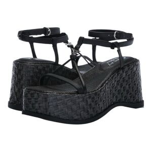 Circus by Sam Edelman Odette Black chunky basketweave wedge Strappy Ankle Buckle
